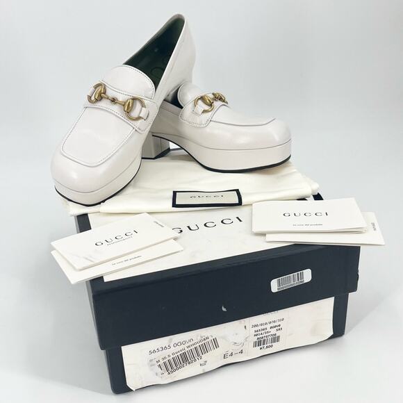 GUCCI Houdan Horsebit Leather Platform Loafers Chunky Retro Block Heel Size 35.5 - Picture 7 of 15